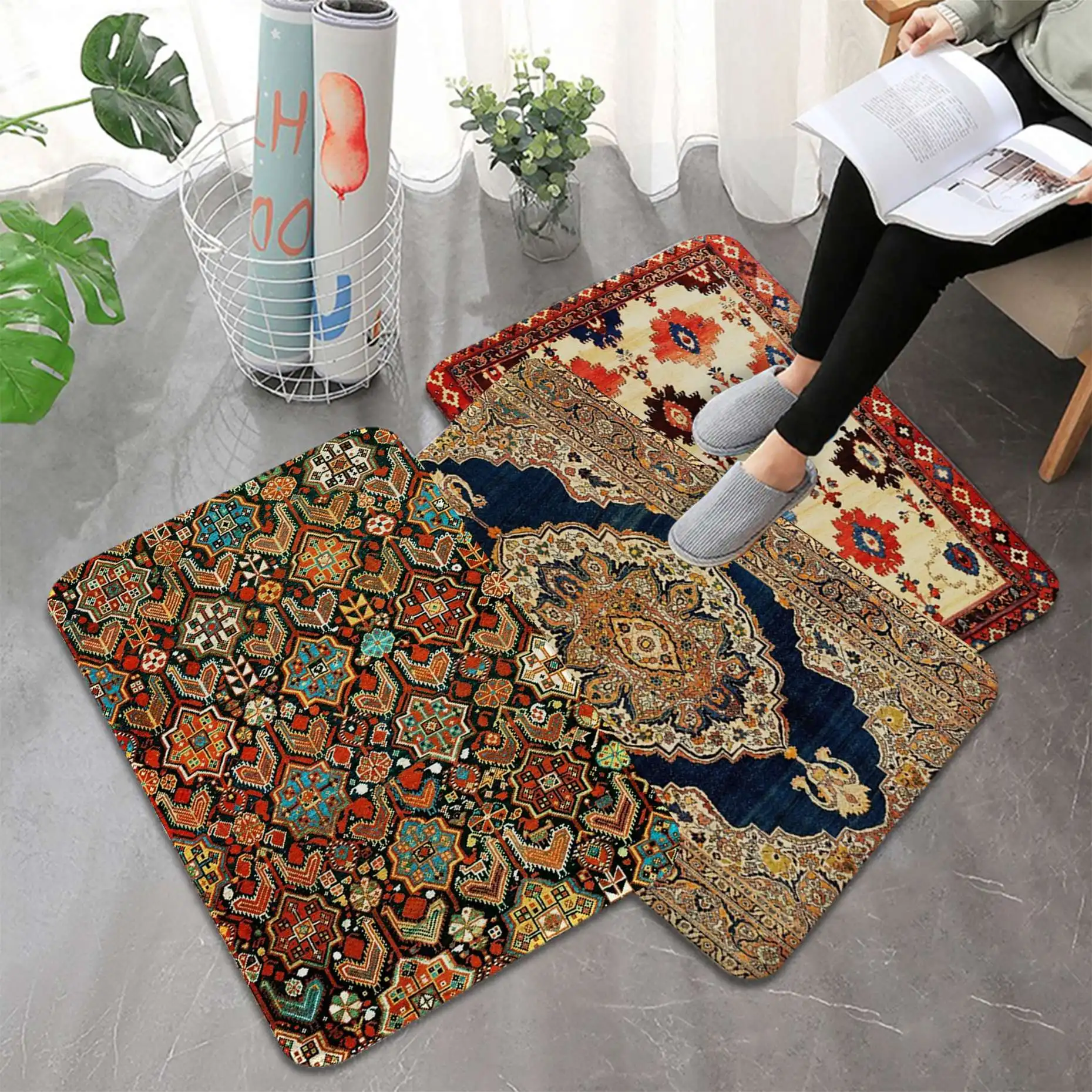 Persian Style Carpet Printed Flannel Floor Mat Bathroom Decor Carpet Non-Slip For Living Room Kitchen Welcome Doormat
Persian Style Carpet Printed Flannel Floor Mat Bathroom Decor Carpet Non-Slip For Living Room Kitchen Welcome Doormat