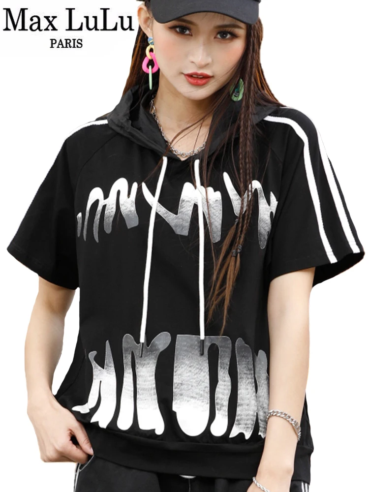 Max LuLu Summer 2022 Korean Vintage Hooded Womens T-shirts Loose Printed Female Black Tops Tees Patchwork Casual Fashion Clothes
Max LuLu Summer 2022 Korean Vintage Hooded Womens T-shirts Loose Printed Female Black Tops Tees Patchwork Casual Fashion Clothes