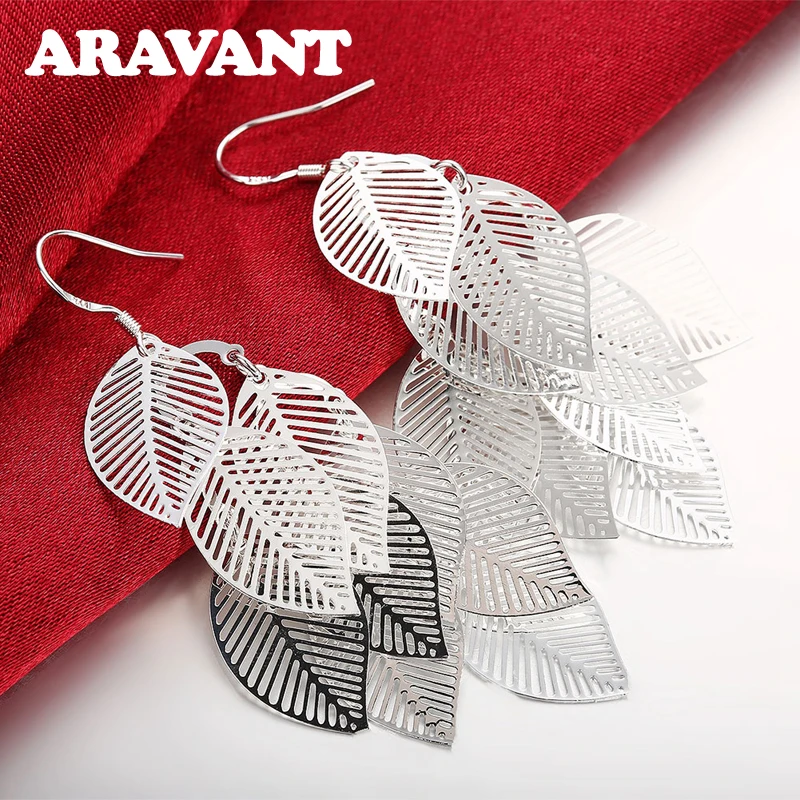 925 Silver Leaves Long Drop Earrings For Women Fashion Jewelry 
925 Silver Leaves Long Drop Earrings For Women Fashion Jewelry
