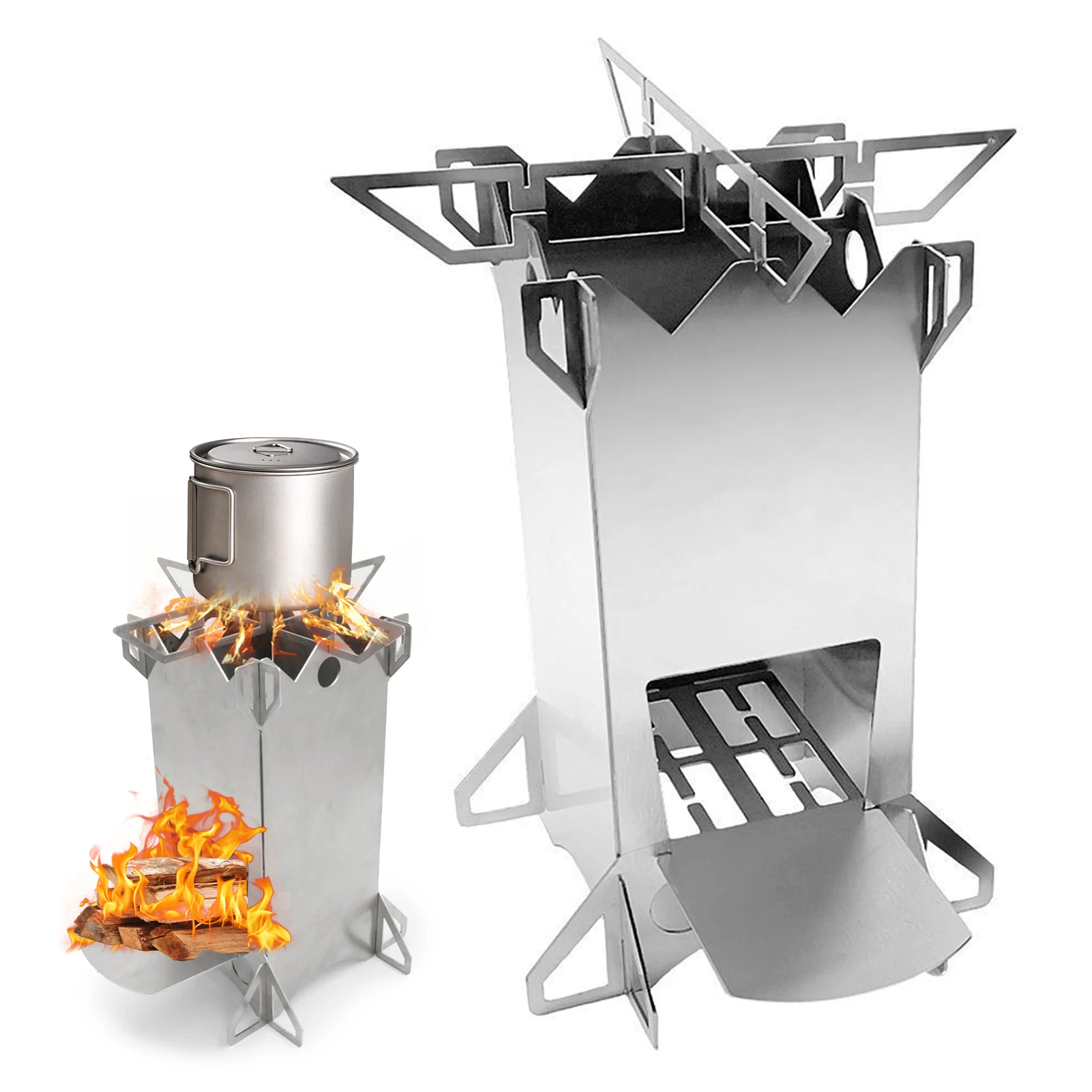 Portable Firewood Stove Outdoor Steel Plate Wooden-burning Stoves Detachable Folding Rocket Stove Stainless Steel Camping Stoves
Portable Firewood Stove Outdoor Steel Plate Wooden-burning Stoves Detachable Folding Rocket Stove Stainless Steel Camping Stoves