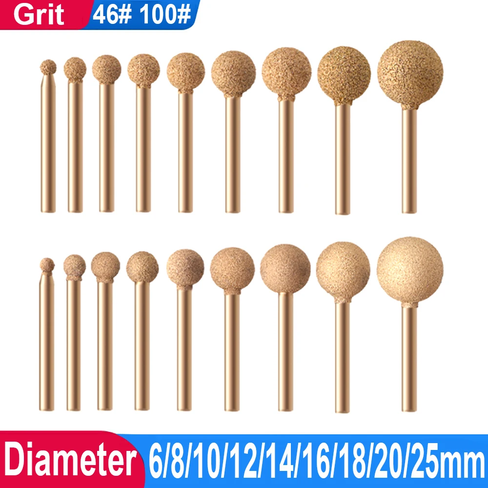 6mm Shank Ball Diamond Grinding Head 6-25mm Brazed Diamond Burr Head Engraving Bit for Jade Stone Concrete Ceramic Grit 46# 100#
6mm Shank Ball Diamond Grinding Head 6-25mm Brazed Diamond Burr Head Engraving Bit for Jade Stone Concrete Ceramic Grit 46# 100#