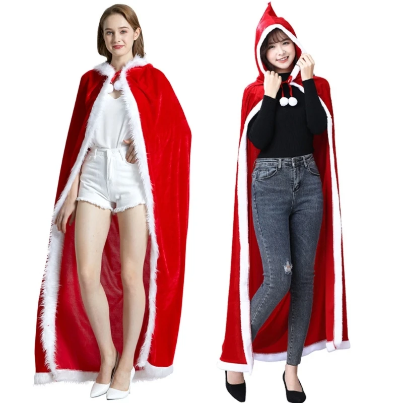 50JB Christmas Halloween Costumes Cloak Mrs Santa Christmas Red Hooded Cape Robe Plush Trim Tie Up Red Cape
50JB Christmas Halloween Costumes Cloak Mrs Santa Christmas Red Hooded Cape Robe Plush Trim Tie Up Red Cape