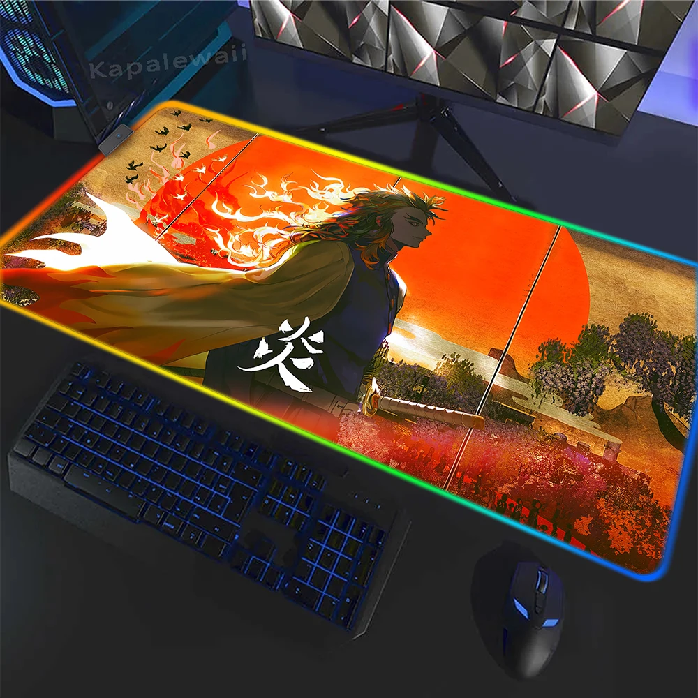 

RGB Demon Slayer Kimetsu no Yaiba Mouse Pad Gaming Setup Accessories Mousepad Locking Edge Mouse Mat Desk Mat Keyboard Pads