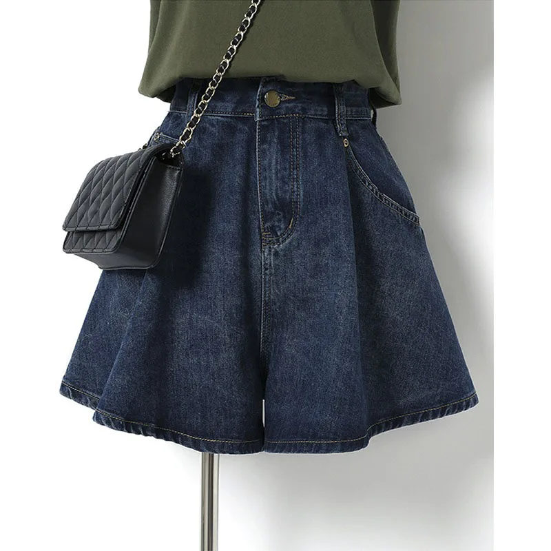 Summer Loose Wide-legged Denim Shorts for Women Dark Blue High Waisted A-line Hot Pants
Summer Loose Wide-legged Denim Shorts for Women Dark Blue High Waisted A-line Hot Pants