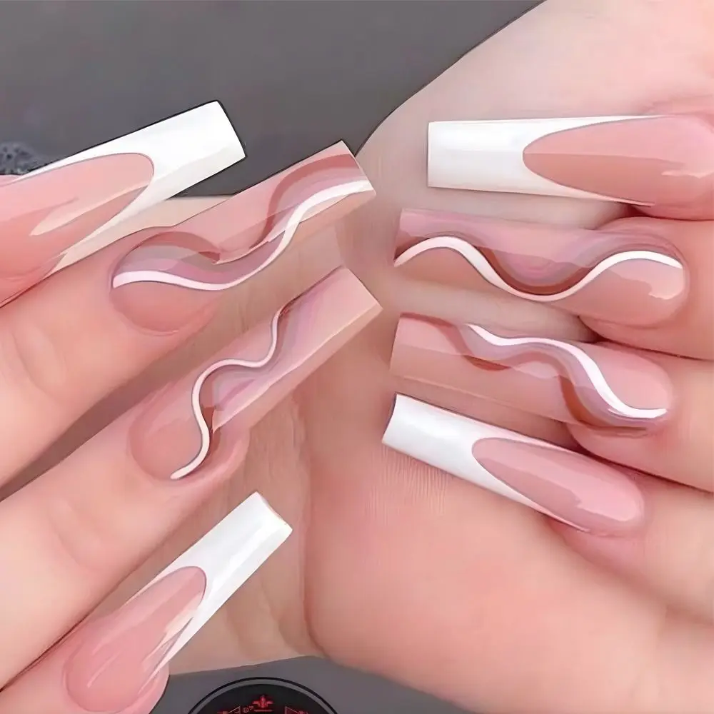24pcs Nail Tips Full Cover Detachable Press on Nails Long French Ballerina Wavy Fake Nails
24pcs Nail Tips Full Cover Detachable Press on Nails Long French Ballerina Wavy Fake Nails