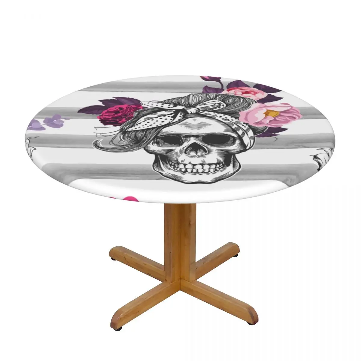 Fitted Round Tablecloth Protector Soft Glass Table Cover Skull Roses Watercolor Stripes Anti-Scald Plate Kitchen Home Tablemat 
Fitted Round Tablecloth Protector Soft Glass Table Cover Skull Roses Watercolor Stripes Anti-Scald Plate Kitchen Home Tablemat
