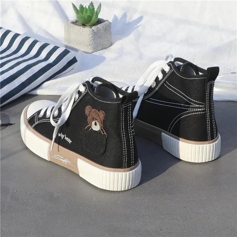 High-top Canvas Woman Vulcanized Shoes Flats Espadrilles for Women Spring Autumn Lady Black White Bear Lace Up Sneakers C1-03
High-top Canvas Woman Vulcanized Shoes Flats Espadrilles for Women Spring Autumn Lady Black White Bear Lace Up Sneakers C1-03