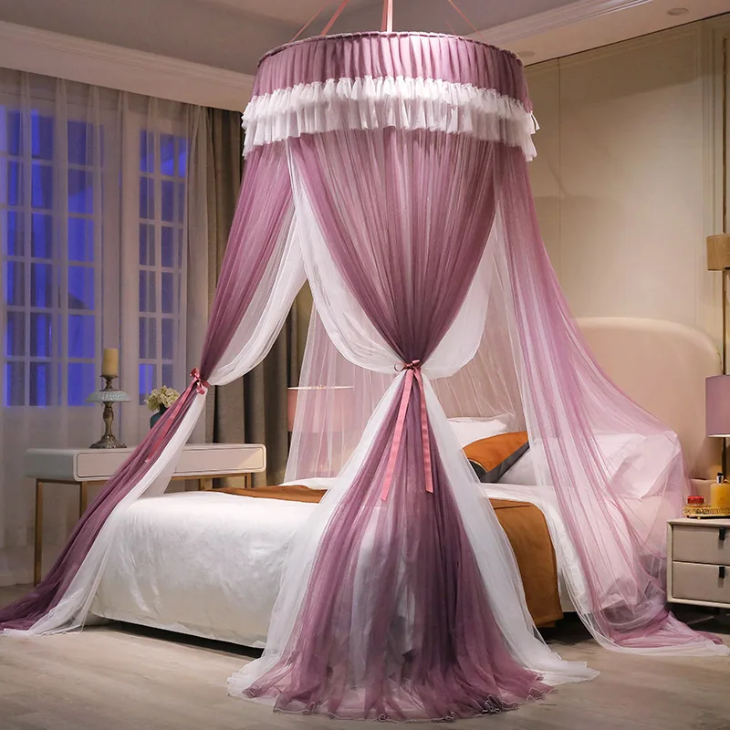 Princess Hung Dome Ceiling Mosquito Net Double Layer Romantic Folding Summer Insect Canopy Purple mosquiteiro para cama de casal
Princess Hung Dome Ceiling Mosquito Net Double Layer Romantic Folding Summer Insect Canopy Purple mosquiteiro para cama de casal