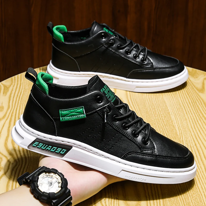 Spring Pu Leather Men Shoes Medium Cut Men Fashion Sneakers Lacing Youth Fashion Men Shoes Brand Man Sport Casual Shoes
Spring Pu Leather Men Shoes Medium Cut Men Fashion Sneakers Lacing Youth Fashion Men Shoes Brand Man Sport Casual Shoes