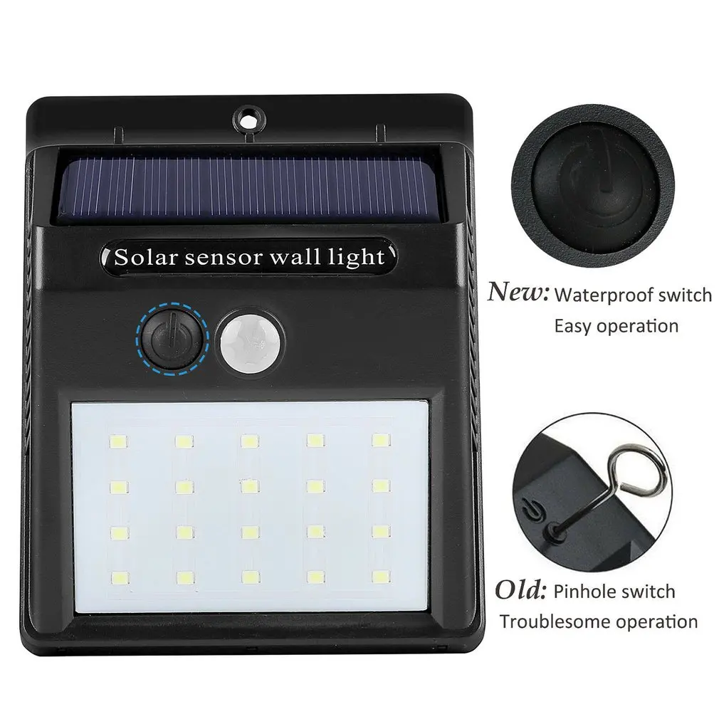 20/30 LED Solar Light Outdoor Solar Lamp Powered Sunlight Waterproof PIR Motion Sensor Street Light for Garden Decoration
20/30 LED Solar Light Outdoor Solar Lamp Powered Sunlight Waterproof PIR Motion Sensor Street Light for Garden Decoration