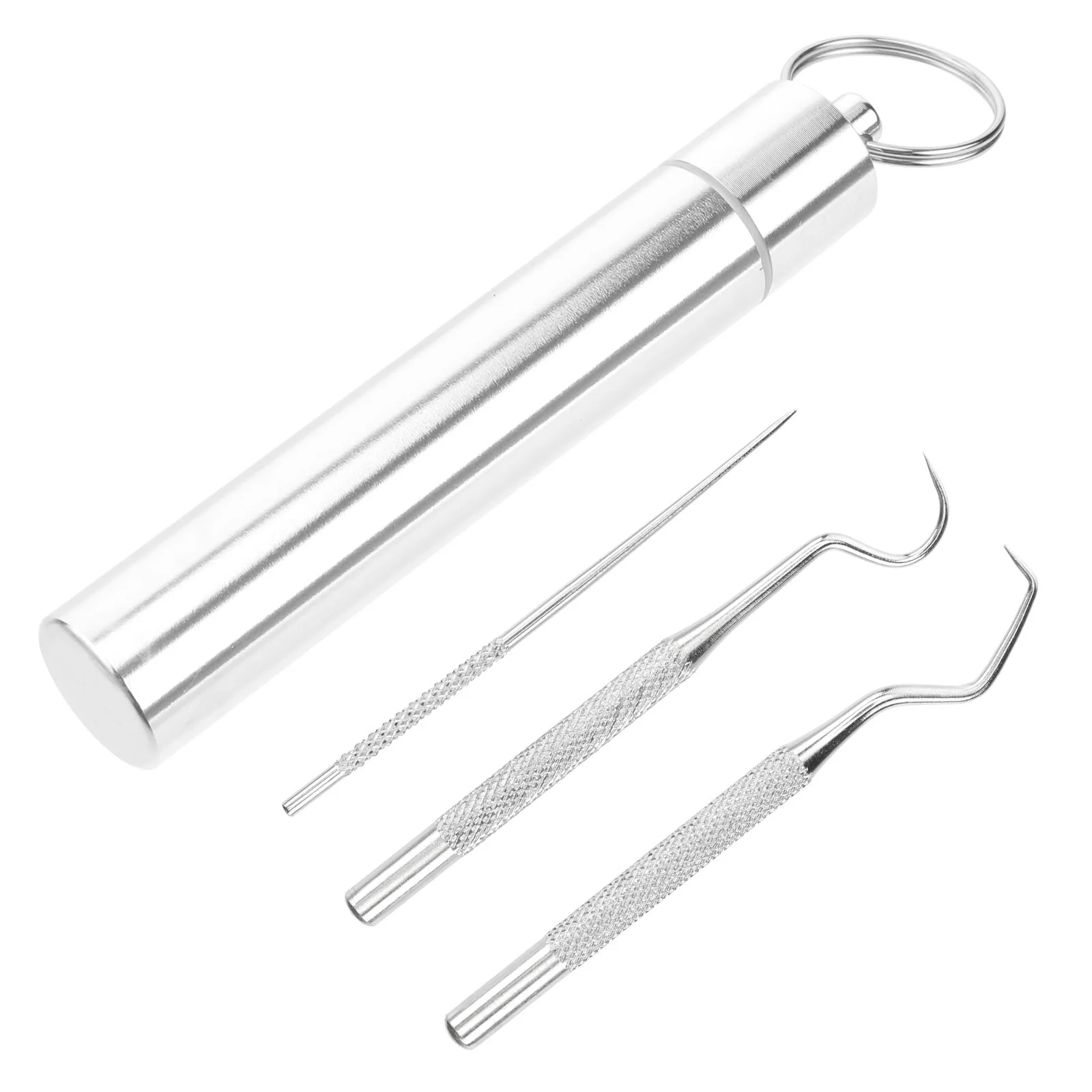 

Teeth Picker Stainless Steel Cleaner Key Chain Toothpick Container Portable Toothpicks Travel Cleanser