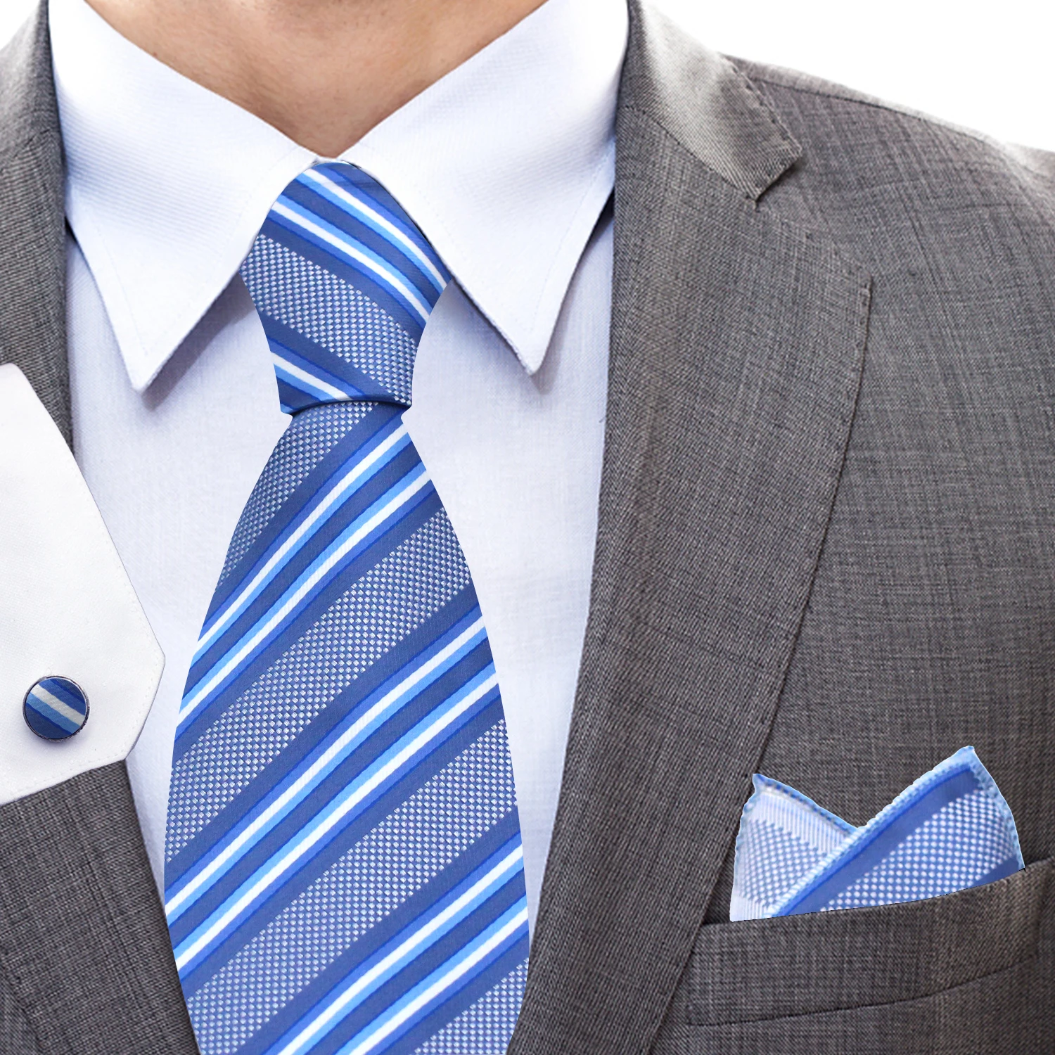 LYL Classy Men's Tie Set Distinctive Diagonal Stripe Pattern Necktie Combo with Cufflinks Pocket Square for Formal Functions
LYL Classy Men's Tie Set Distinctive Diagonal Stripe Pattern Necktie Combo with Cufflinks Pocket Square for Formal Functions