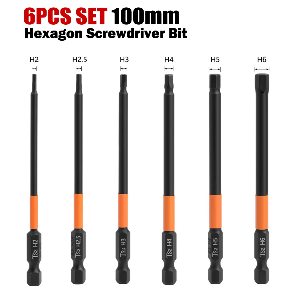 6pcs 100mm Hexagon Screwdriver Bit 1/4" Quick Change Impact Driver Power Drill Magnetic Screwdriver Bit Set
6pcs 100mm Hexagon Screwdriver Bit 1/4" Quick Change Impact Driver Power Drill Magnetic Screwdriver Bit Set