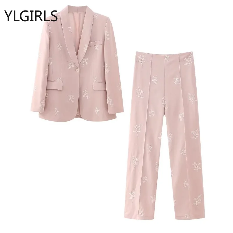 Elegant Pink Embroidery Blazer Long Pants Sets For Women 2 Pieces Chic Jacket Wedding Pants Suits Female Evening Trouser Suit
Elegant Pink Embroidery Blazer Long Pants Sets For Women 2 Pieces Chic Jacket Wedding Pants Suits Female Evening Trouser Suit