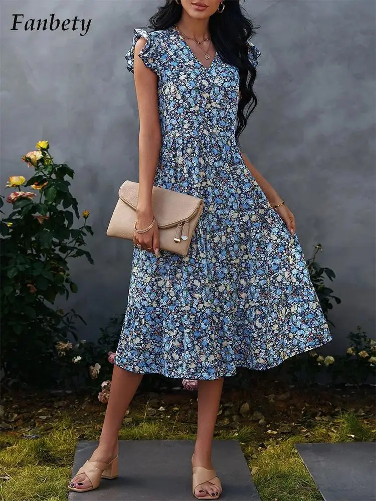 Women Elegant Floral Print Ruffle Dresses 2022 Summer Fashion V-Neck A-Line Dress Ladies Casual Short Sleeve Mini Dress Vestido
Women Elegant Floral Print Ruffle Dresses 2022 Summer Fashion V-Neck A-Line Dress Ladies Casual Short Sleeve Mini Dress Vestido
