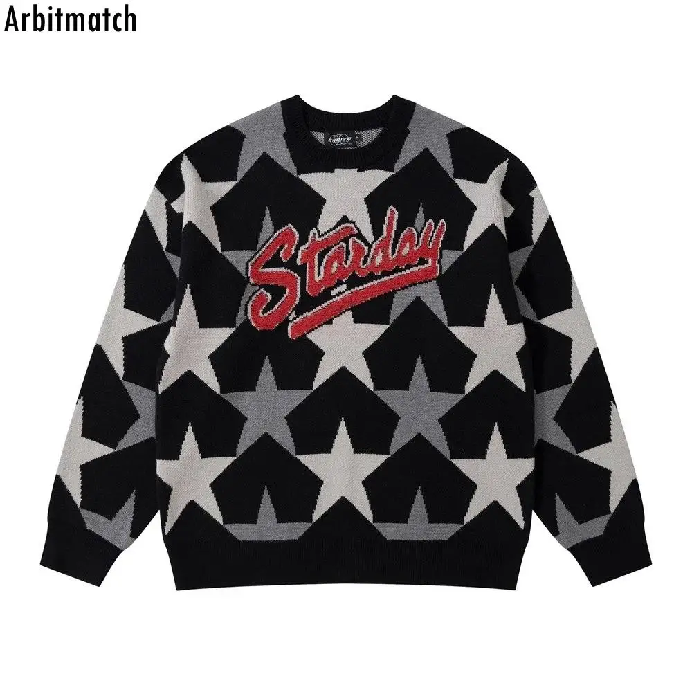 HIP HOP 2022 Knitted Sweater Vintage Five Pointed Star Letter Embroidery Harajuku Oversize Warm Winter Pullovers for Men Women
HIP HOP 2022 Knitted Sweater Vintage Five Pointed Star Letter Embroidery Harajuku Oversize Warm Winter Pullovers for Men Women