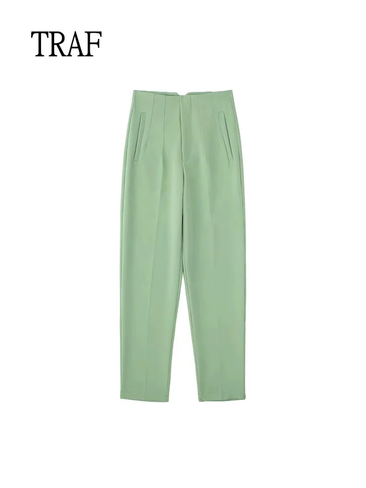 TRAF Pants Woman 2022 Elegant Lady Office High Waisted Straight Pants Women Green Pink Blue White Black Casual Woman Trouser
TRAF Pants Woman 2022 Elegant Lady Office High Waisted Straight Pants Women Green Pink Blue White Black Casual Woman Trouser