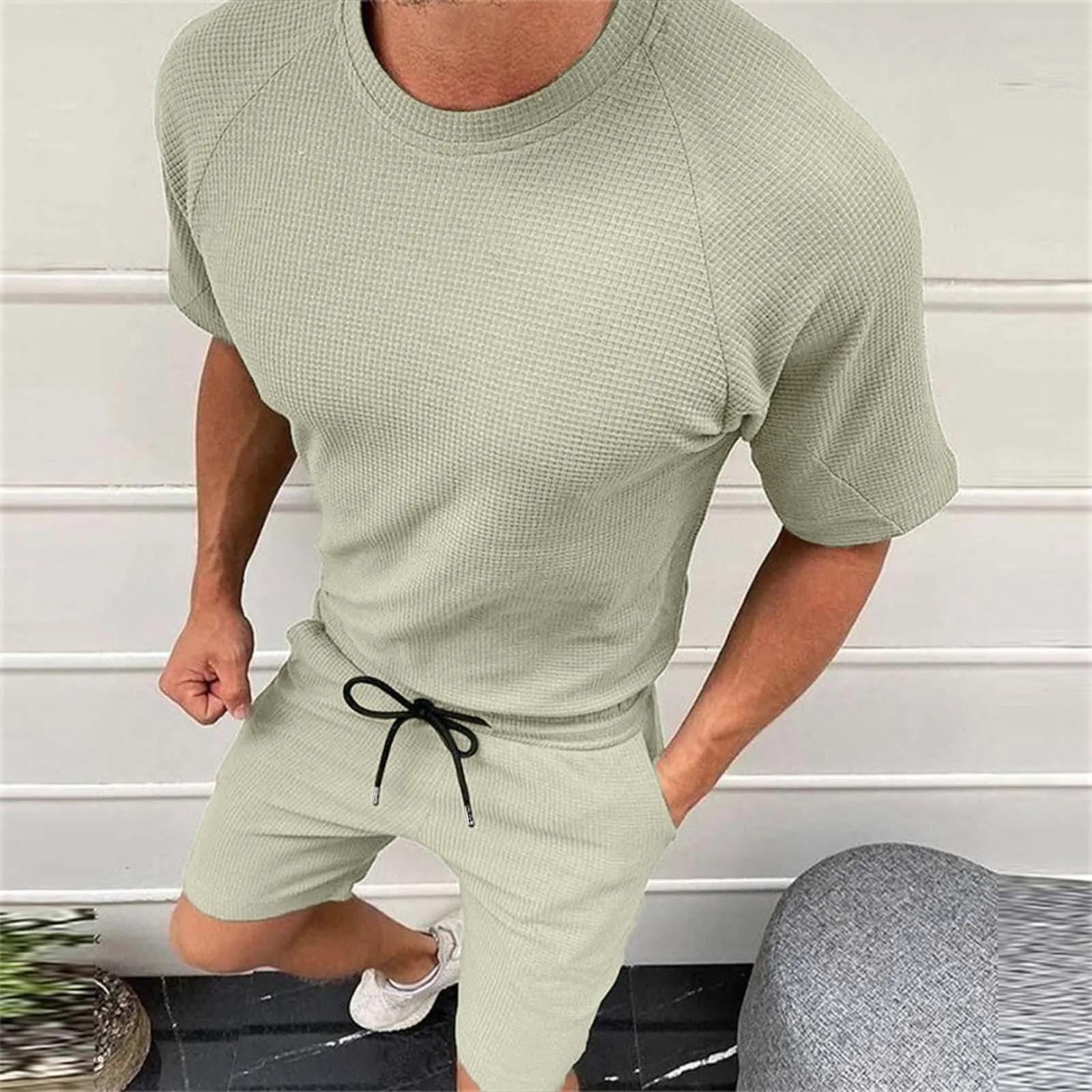 Solid Color T Shirt Shorts Set Breathable 2 piece set o-neck Men sets lace Up Ensemble Homme Short Sleeve Outfits Conjuntos
Solid Color T Shirt Shorts Set Breathable 2 piece set o-neck Men sets lace Up Ensemble Homme Short Sleeve Outfits Conjuntos