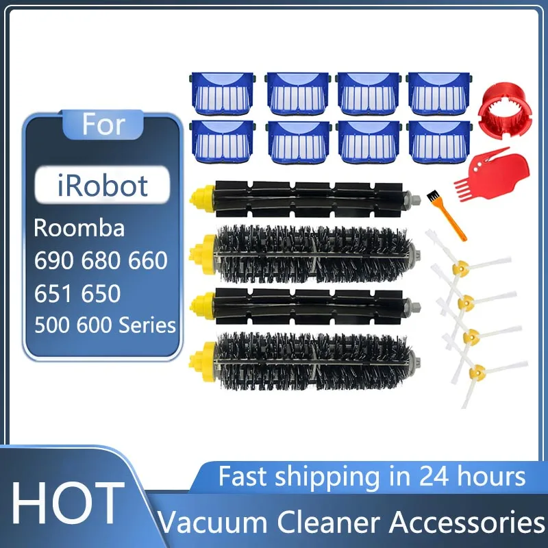 Replacement Part Kit For iRobot Roomba 600 Series 610 620 625 630 650 660 Vacuum Beater Bristle Brush+Aero Vac Filter+side Brush
Replacement Part Kit For iRobot Roomba 600 Series 610 620 625 630 650 660 Vacuum Beater Bristle Brush+Aero Vac Filter+side Brush