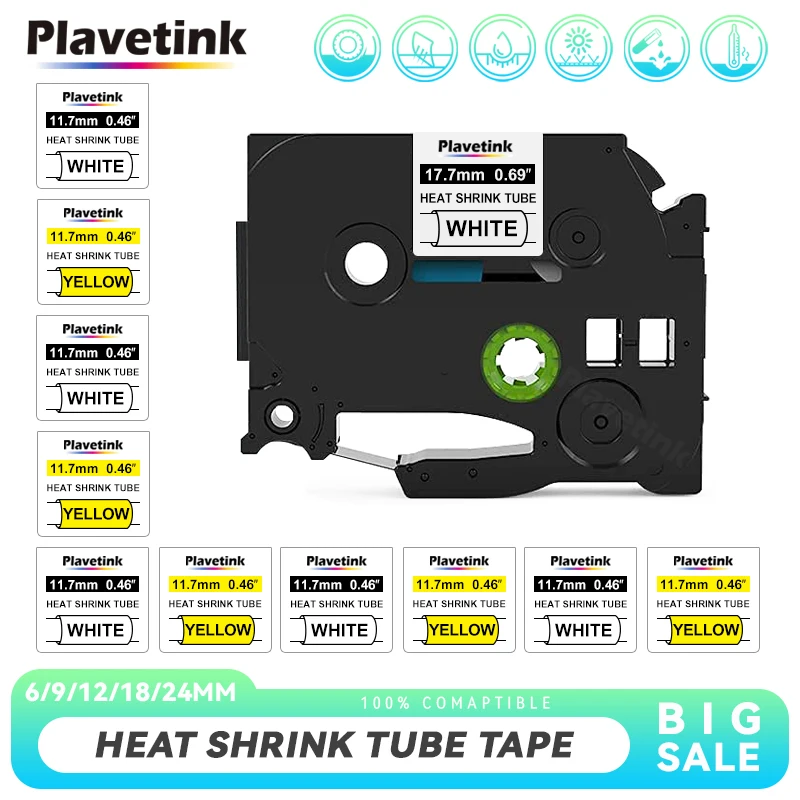 

PLAVETINK Compatible for Brother HSe-231 HSe-211 HSe221 HS241 HS251 HS611 HS621 HS631 HS641 HS651 Heat Shrink Tube Label Tape