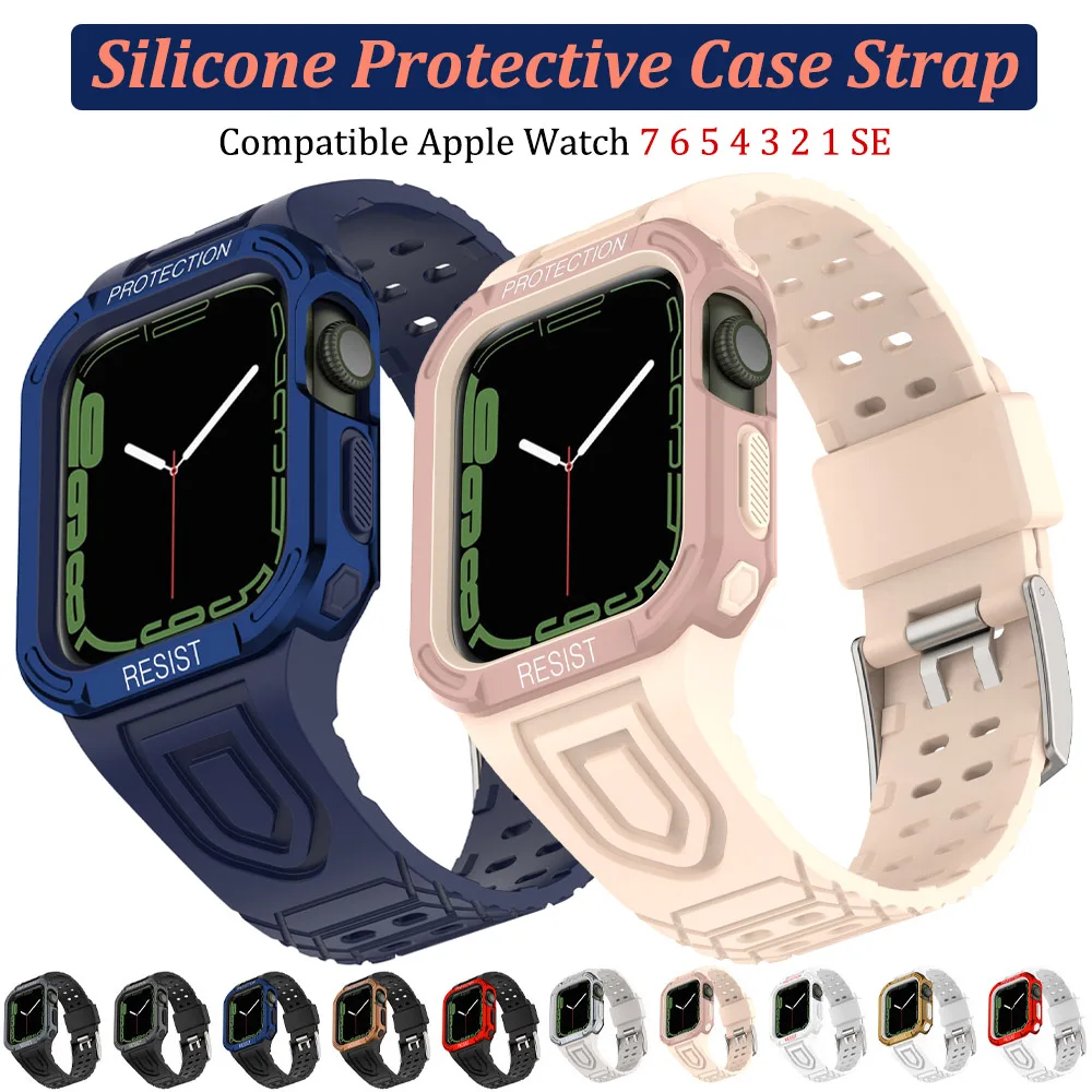 Силиконовый ремешок для Apple Watch 7 6 SE 5 4 41 мм 45 мм, защитный спортивный браслет для iWatch Series 38 40 мм 42 мм 44 мм
Силиконовый ремешок для Apple Watch 7 6 SE 5 4 41 мм 45 мм, защитный спортивный браслет для iWatch Series 38 40 мм 42 мм 44 мм