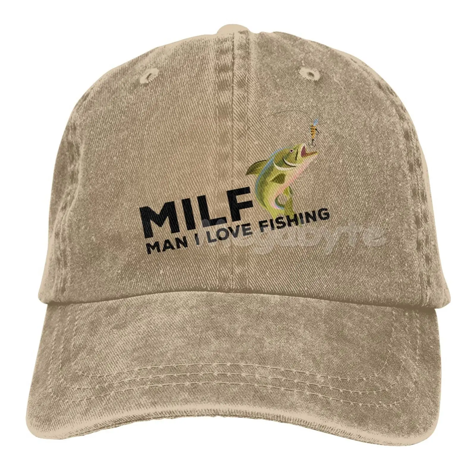 

Milf Man. I Love Fishing Hat Men Women Adjustable Trucker Fashion Washed Denim Caps for Outdoor Black Baseball Cap