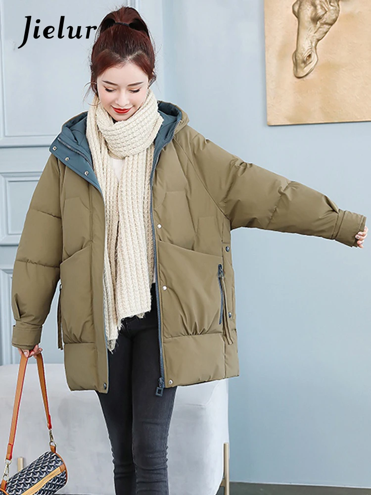 Jielur Casual Hooded Cotton Jackets for Women Winter New Medium Length Loose Thicken Khaki Blue Parkas Woman Fashion Lady Coat
Jielur Casual Hooded Cotton Jackets for Women Winter New Medium Length Loose Thicken Khaki Blue Parkas Woman Fashion Lady Coat