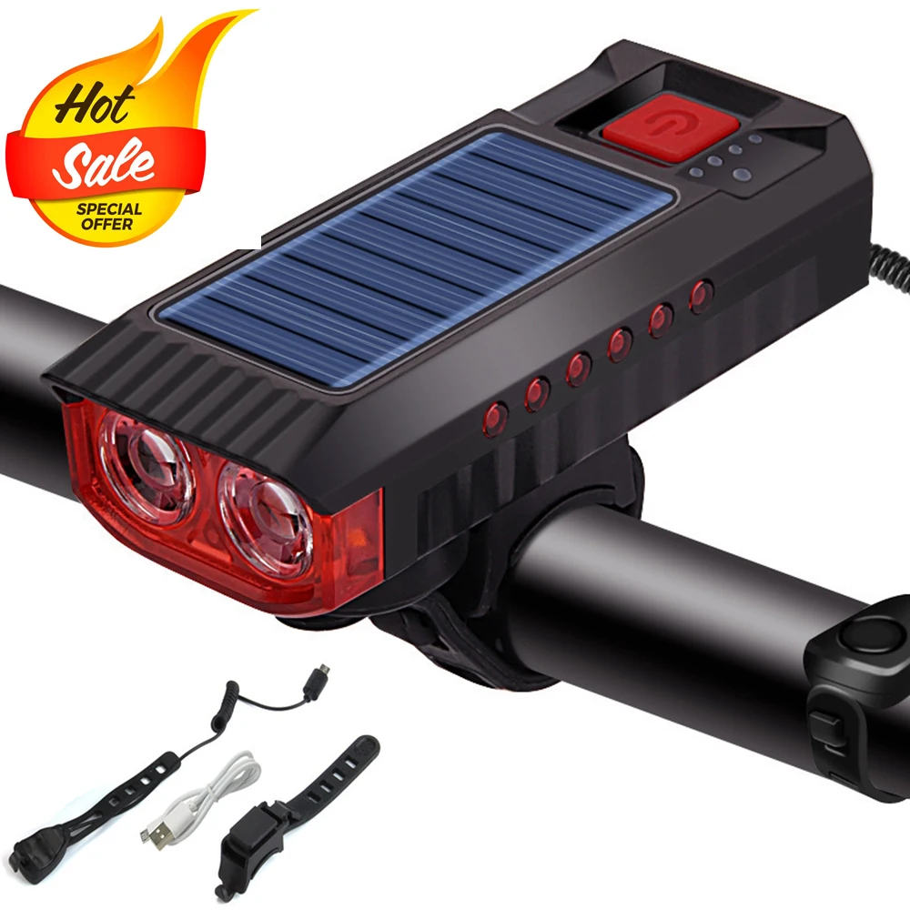 Bicycle Solar Light USB LED Rechargeable MTB Road Bike Front Back Headlight Lamp Flashlight Cycling Light Cycling Accessories
Bicycle Solar Light USB LED Rechargeable MTB Road Bike Front Back Headlight Lamp Flashlight Cycling Light Cycling Accessories