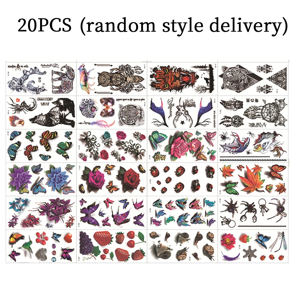 20sheets Animal Body Art Mixed Style Finger Arm Chest Tattoo Sticker Sexy Face Flower Butterflies Roses Temporary Adult
20sheets Animal Body Art Mixed Style Finger Arm Chest Tattoo Sticker Sexy Face Flower Butterflies Roses Temporary Adult