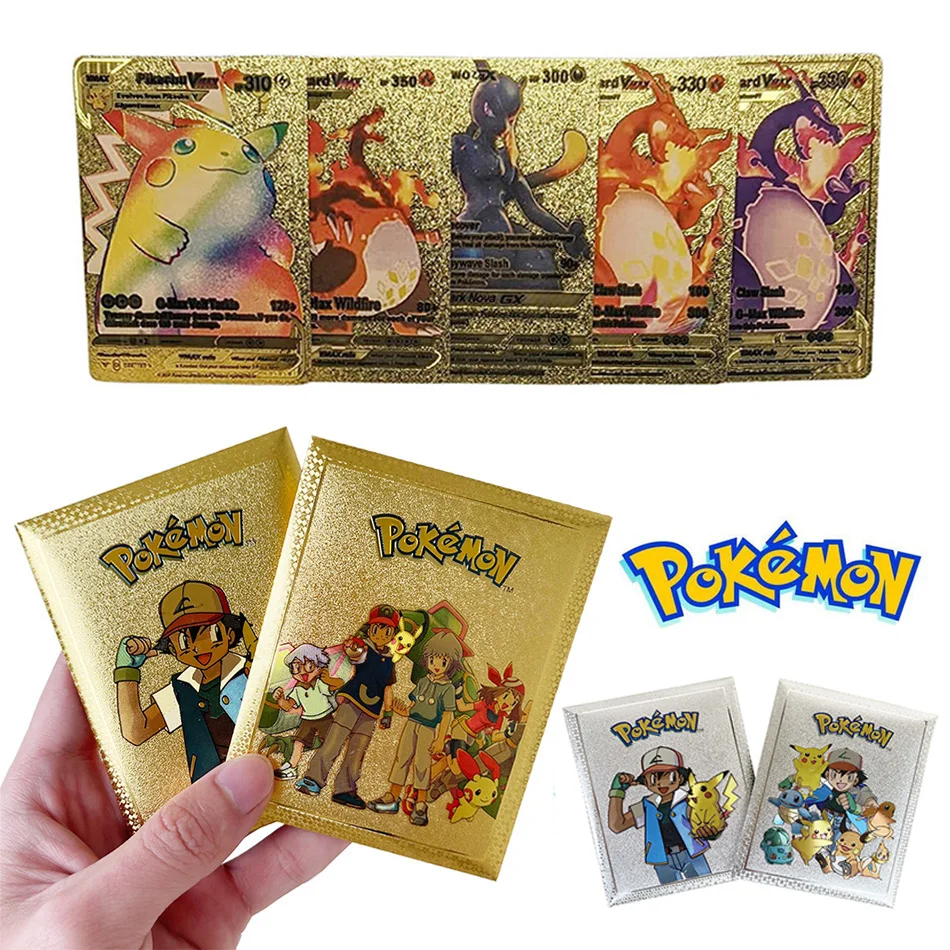 

Pokemon 150 Styles New Mewtwo GX MEGA Gold Metal Card Super Game Collection Anime Cards Toys for Children Christmas Gift