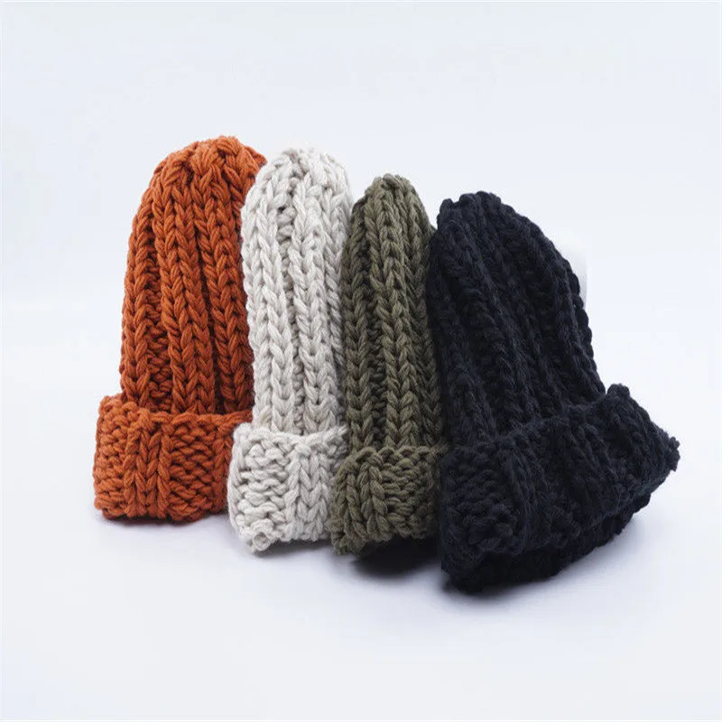 

Autumn Winter Warm Women Braided Crochet Wool Knitted Beanie Beret Ski Ball Cap Baggy Solid Hat Skullies beanie femme hiver