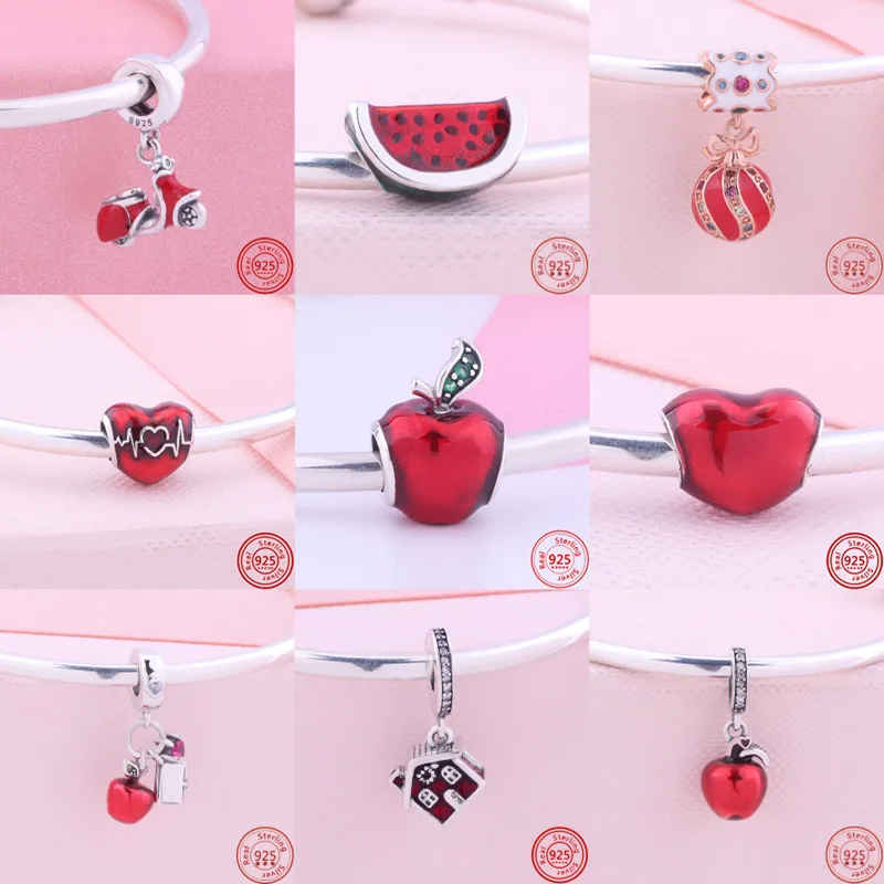 925 Sterling Silver Red Hand-Painted Heart-Shaped Infinite Charm Beads Fit Original Pandora Bracelet Women DIY Jewelry Wholesale 
925 Sterling Silver Red Hand-Painted Heart-Shaped Infinite Charm Beads Fit Original Pandora Bracelet Women DIY Jewelry Wholesale