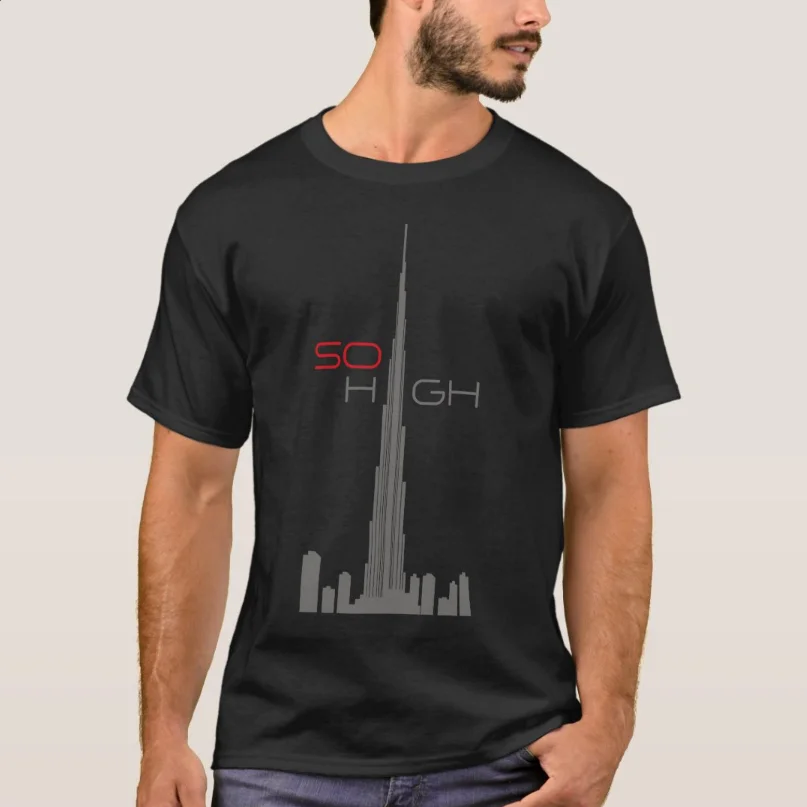 Футболка So High Burj Khalifa с изображением Дубайской башни, новинка, 100% хлопок, с круглым вырезом, летняя повседневная мужская футболка с коротким рукавом, размер соответствует
Футболка So High Burj Khalifa с изображением Дубайской башни, новинка, 100% хлопок, с круглым вырезом, летняя повседневная мужская футболка с коротким рукавом, размер соответствует