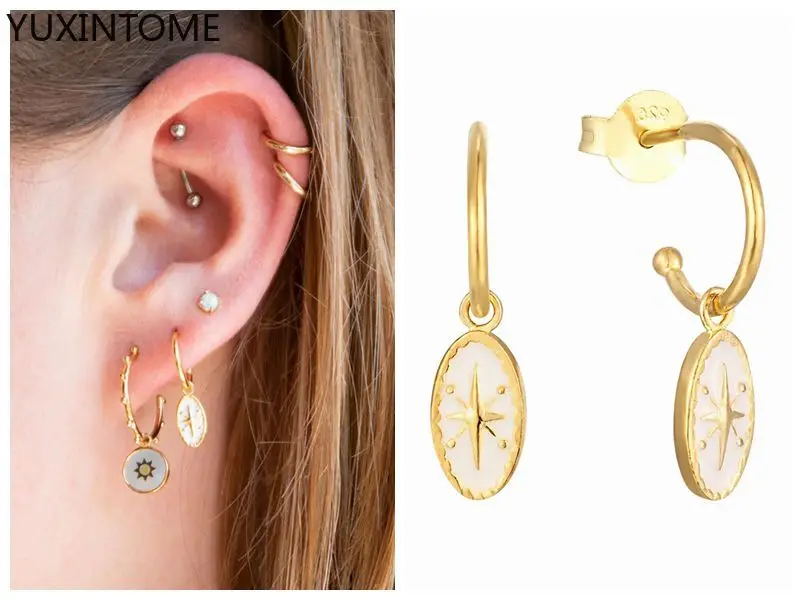 925 Sterling Silver Needle Enamel Charm Hoop Earrings Vintage Style Star Coin Pendant Jewelry For Women Boucles Oreille Girls
925 Sterling Silver Needle Enamel Charm Hoop Earrings Vintage Style Star Coin Pendant Jewelry For Women Boucles Oreille Girls