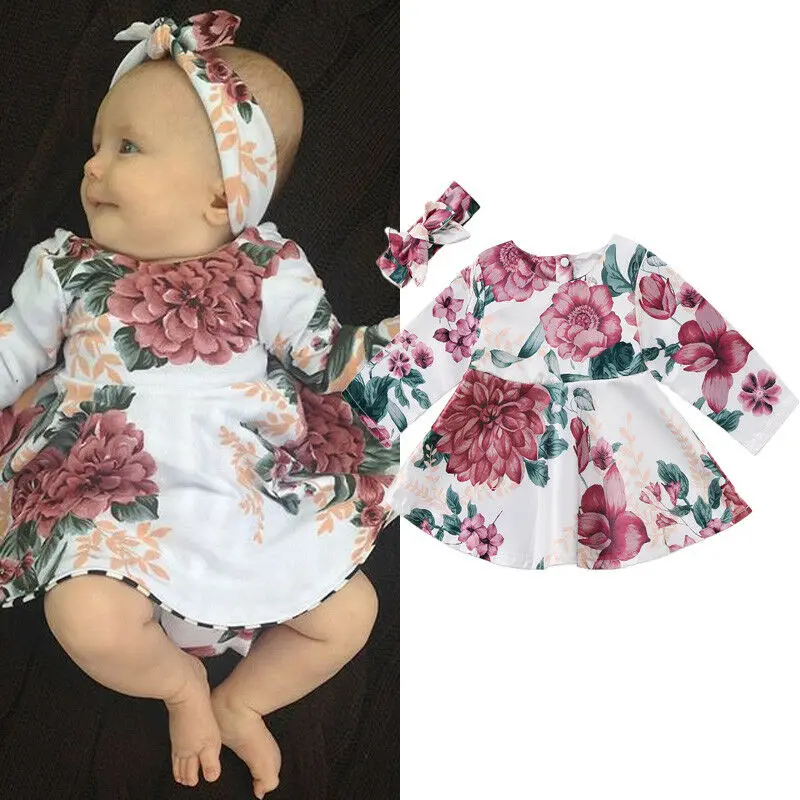 0-24 Month Baby Girls Dress Girl Floral Kids Long Sleeve Dress +Headband Infant 2pcs Set Newborn Outfits Set Clothes
0-24 Month Baby Girls Dress Girl Floral Kids Long Sleeve Dress +Headband Infant 2pcs Set Newborn Outfits Set Clothes