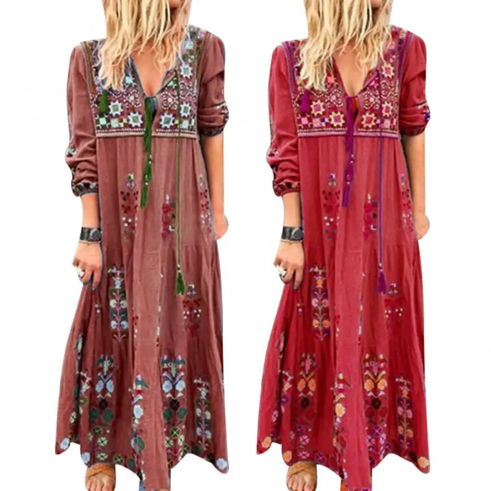 Maxi Dress Women Long Sleeve V Neck Sexy Hot Sales!!! Plus Size Drawstring Tie-up Floral
Maxi Dress Women Long Sleeve V Neck Sexy Hot Sales!!! Plus Size Drawstring Tie-up Floral