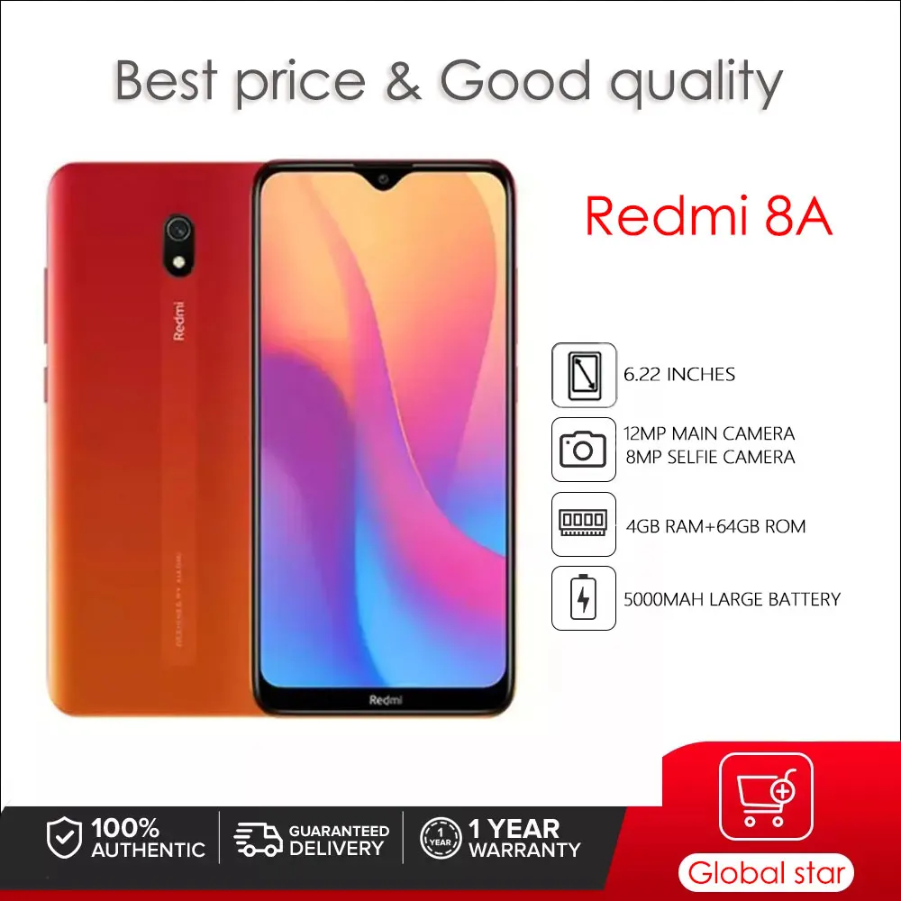 Оригинальный Восстановленный Смартфон Xiaomi Redmi 8A, 4 Гб ОЗУ, 64 Гб ПЗУ, сотовый телефон 12 МП на базе Android, глобальная Версия Телефона
Оригинальный Восстановленный Смартфон Xiaomi Redmi 8A, 4 Гб ОЗУ, 64 Гб ПЗУ, сотовый телефон 12 МП на базе Android, глобальная Версия Телефона