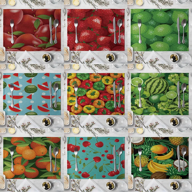 Rectangular Fruit imitation linen Placemat For Dinner Table Mat For Coffee Tables Tableware Plates Cup Pads Kitchen Accessories
Rectangular Fruit imitation linen Placemat For Dinner Table Mat For Coffee Tables Tableware Plates Cup Pads Kitchen Accessories