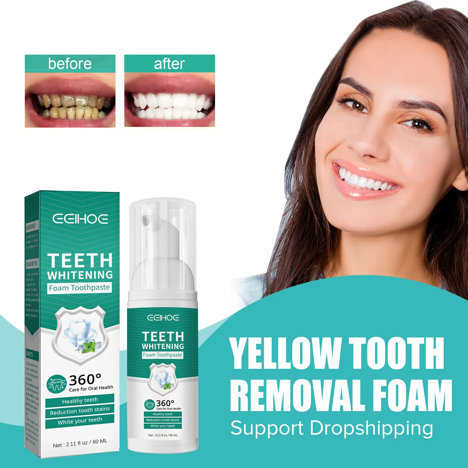 Teeth Cleansing Stains Foam Yellow Tones Removal Dental Plaque Bleaching Bright Gum Swelling Repair Caries Fresh Breath Mousse
Teeth Cleansing Stains Foam Yellow Tones Removal Dental Plaque Bleaching Bright Gum Swelling Repair Caries Fresh Breath Mousse