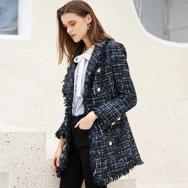 N GIRLS Dark blue tweed coat Sequins flash fabr Medium-long one-piece Autumn/winter women's jacket New Small Fragrance coat
N GIRLS Dark blue tweed coat Sequins flash fabr Medium-long one-piece Autumn/winter women's jacket New Small Fragrance coat