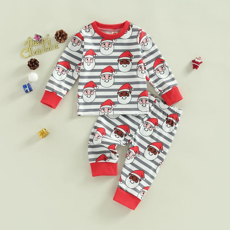 0-24M Infant Baby Christmas Clothes 2Pcs Set Santa Claus Stripe Print Long Sleeve Crew Neck Pullover + Elastic Waist Long Pants
0-24M Infant Baby Christmas Clothes 2Pcs Set Santa Claus Stripe Print Long Sleeve Crew Neck Pullover + Elastic Waist Long Pants