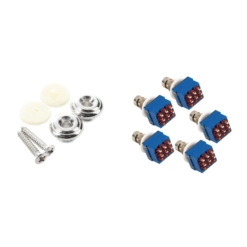 2Pcs Strap Button With Mounting Screw Silver & 5X 3PDT 9 Pins Box Stomp Guitar Effect Pedal Foot Switch
2Pcs Strap Button With Mounting Screw Silver & 5X 3PDT 9 Pins Box Stomp Guitar Effect Pedal Foot Switch