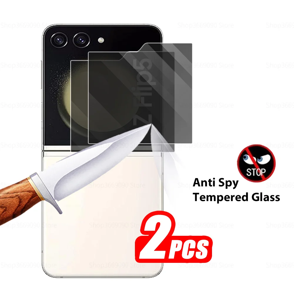 

2PCS Privacy Back Tempered Glass For Samsung Galaxy Z Flip5 5G Screen Protective Glass Sumsung Z Flip 5 ZFlip5 SM-F731B 6.7inch