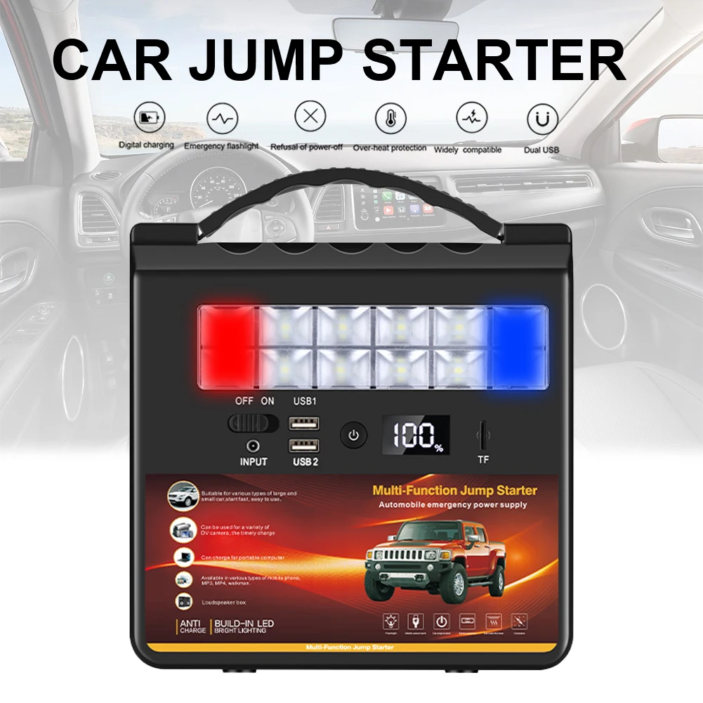 12V Car Jump Starter Portable Power Bank with Bluetooth-Compatible Speaker Emergency Flashlight Car Emergency Battery Booster
12V Car Jump Starter Portable Power Bank with Bluetooth-Compatible Speaker Emergency Flashlight Car Emergency Battery Booster