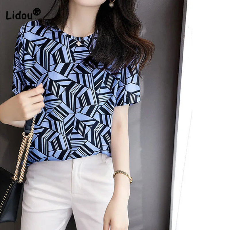 Summer Clothes T-shirts with Short Sleeves Casual Crew Neck Geometric Patterns Printing All-match Loose Silk Bottoming Shirt Top
Summer Clothes T-shirts with Short Sleeves Casual Crew Neck Geometric Patterns Printing All-match Loose Silk Bottoming Shirt Top