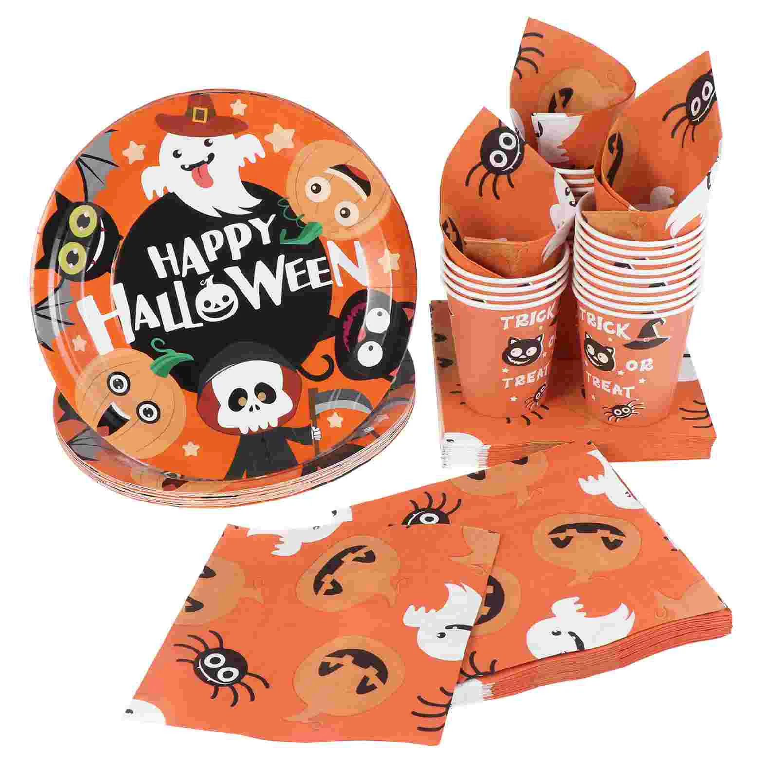 Hemoton Halloween Tableware Set Party Celebration Supplies Set 24 Paper Plates 48 Napkins and 24 Cups Tableware Kit
Hemoton Halloween Tableware Set Party Celebration Supplies Set 24 Paper Plates 48 Napkins and 24 Cups Tableware Kit