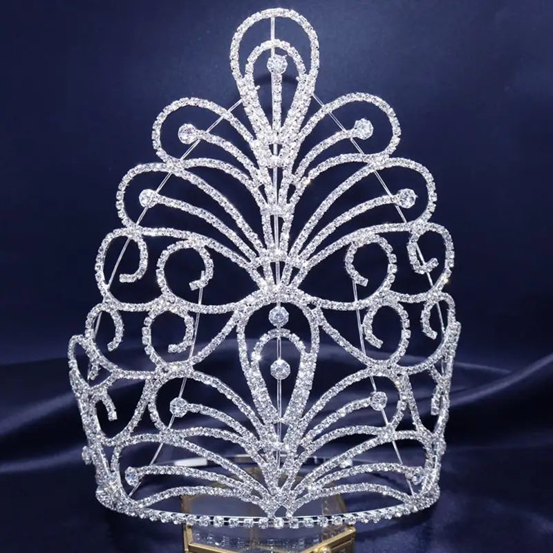 

Bridal Hair Accessories Beauty Women Tiaras And Crowns Large Tall Full Round Head Crown