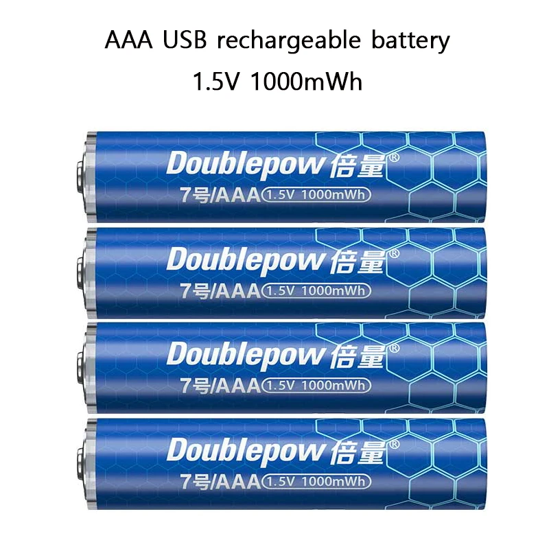 1.5V AAA USB Rechargeable Battery, Lithium Ion, 1000mwh Battery, for Remote Control Wireless Mouse + Cable ,High Capacity
1.5V AAA USB Rechargeable Battery, Lithium Ion, 1000mwh Battery, for Remote Control Wireless Mouse + Cable ,High Capacity