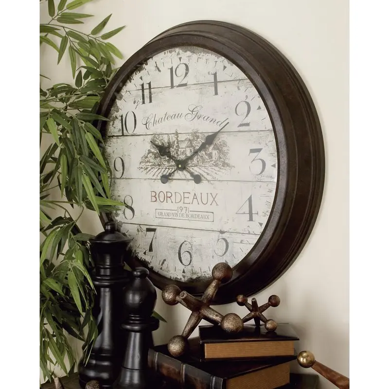 

Brown Metal Wall Clock with Bordeaux Room decorations for men Orologio da parete настенные часы цифровые To