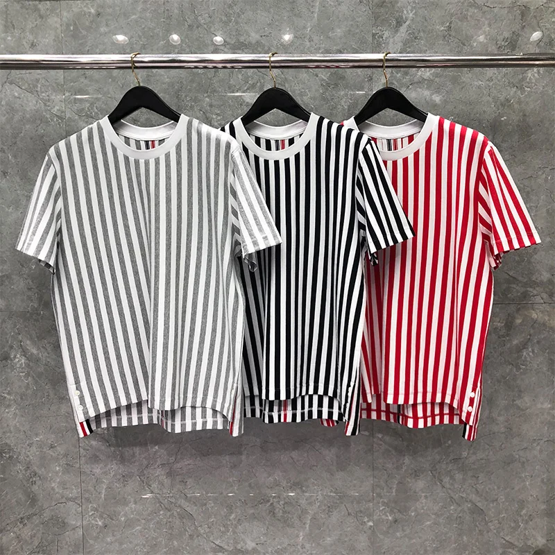 THOM TB Men's T-shirt Summer Fashion Casual Tops Pure Cotton Jersey Short Sleeve Vertical Stripes Wholesale Oversized t-shirt
THOM TB Men's T-shirt Summer Fashion Casual Tops Pure Cotton Jersey Short Sleeve Vertical Stripes Wholesale Oversized t-shirt